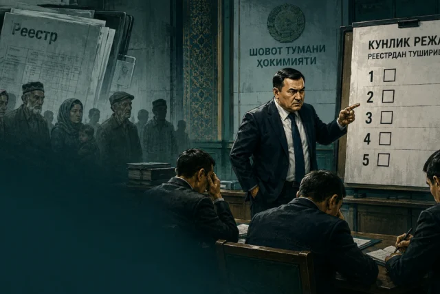 ШОВОТ ЗАМҲОКИМИ “КУНИГА 5 КАМБАҒАЛНИ РЕЕСТРДАН ТУШИРИШ” РЕЖАСИ ҚЎЙДИ